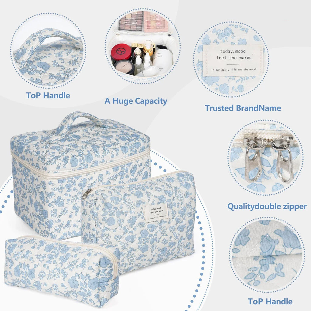 ✨ Cute Quilted Cotton Makeup Bag ✨