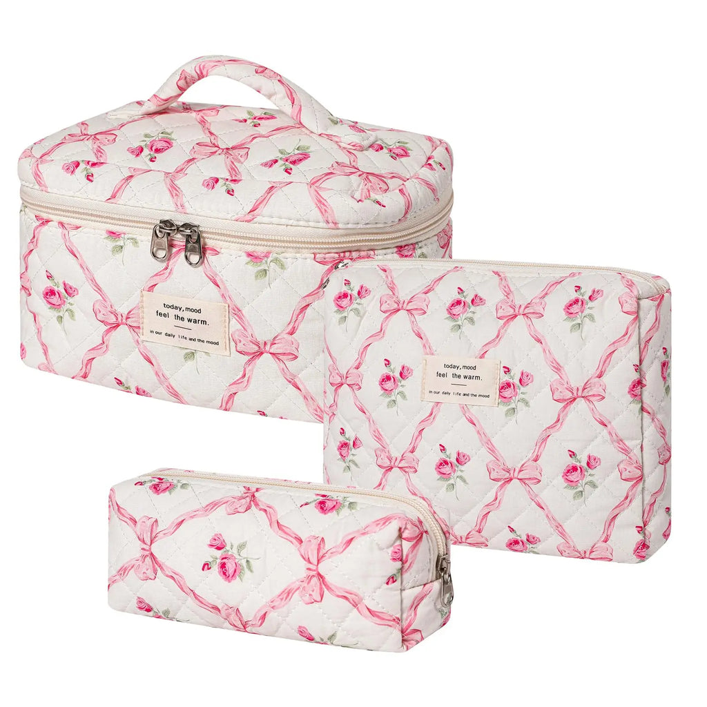 ✨ Cute Quilted Cotton Makeup Bag ✨