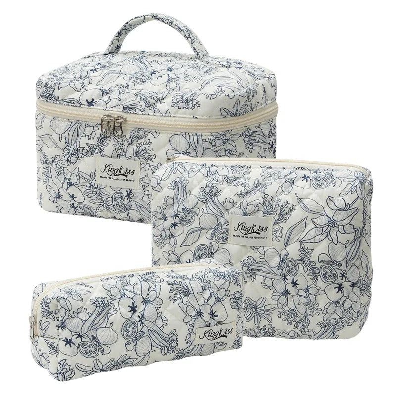 ✨ Cute Quilted Cotton Makeup Bag ✨