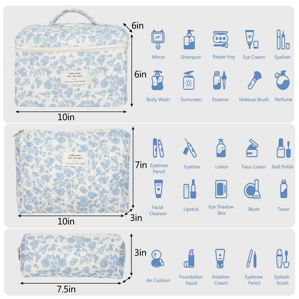 ✨ Cute Quilted Cotton Makeup Bag ✨