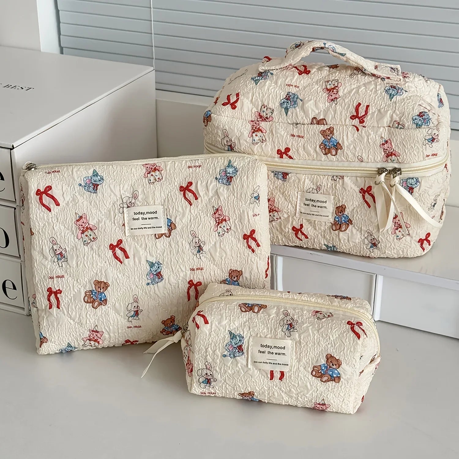 ✨ Cute Quilted Cotton Makeup Bag ✨