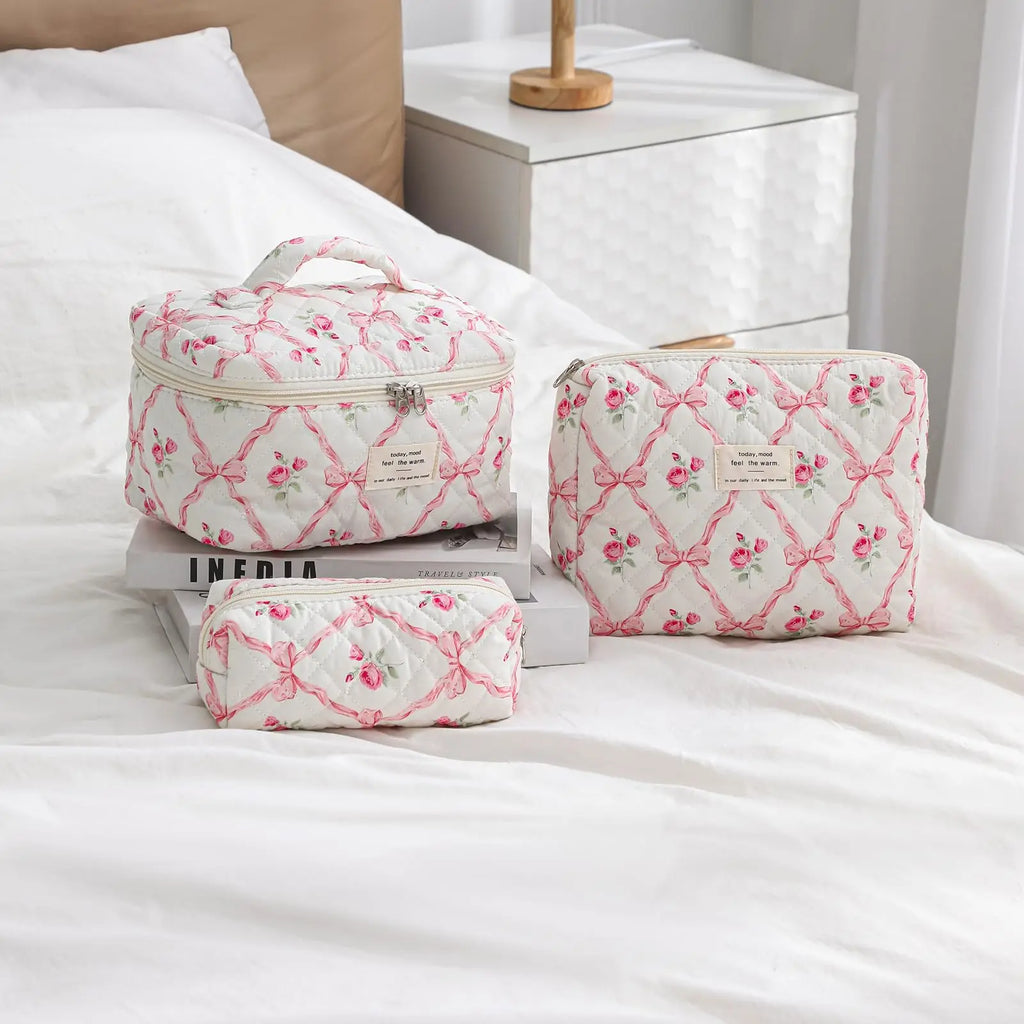 ✨ Cute Quilted Cotton Makeup Bag ✨